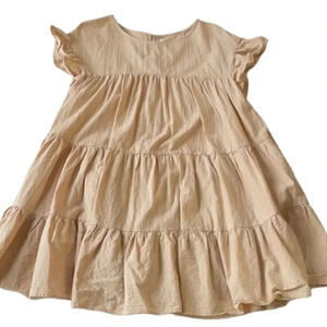 Here Comes the Sun ruffled capped sleeve dress. Cream toward peach color. Size L